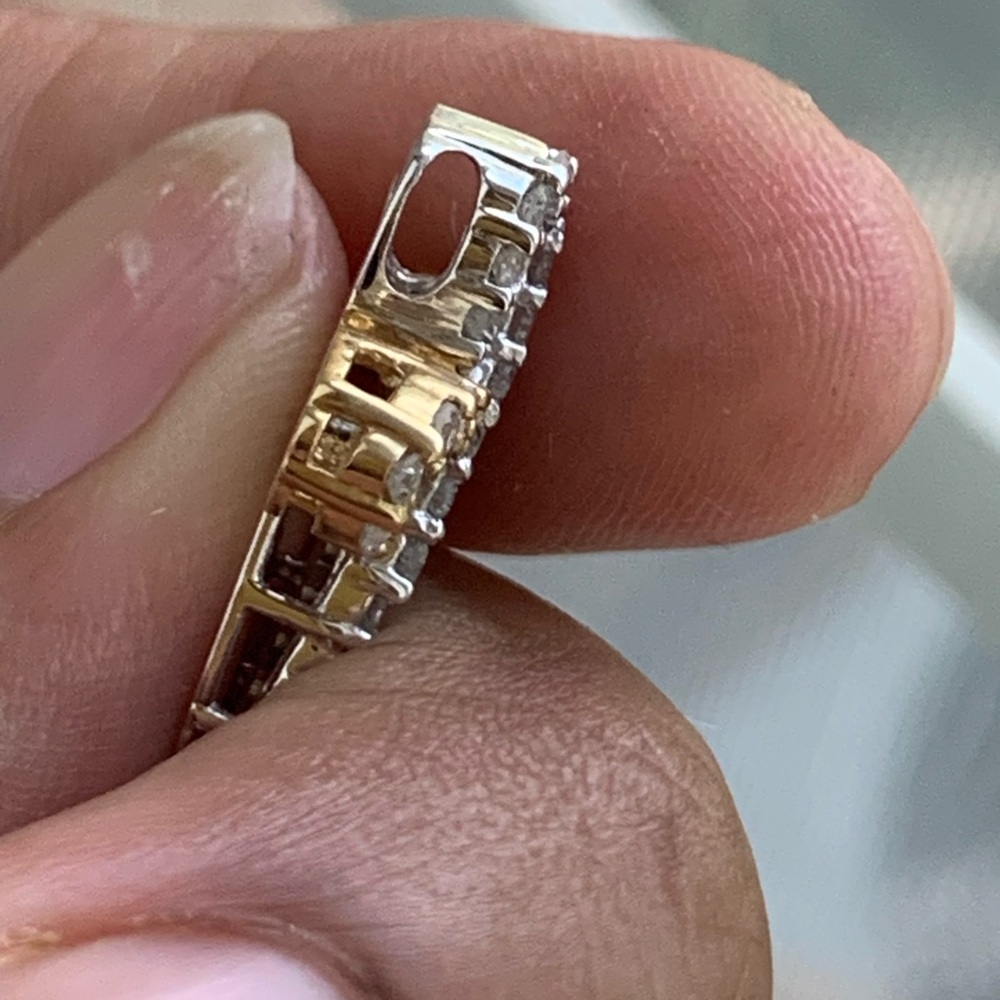 10k Gold Two Toned Diamond Pendant Slide - Picture 4 of 9
